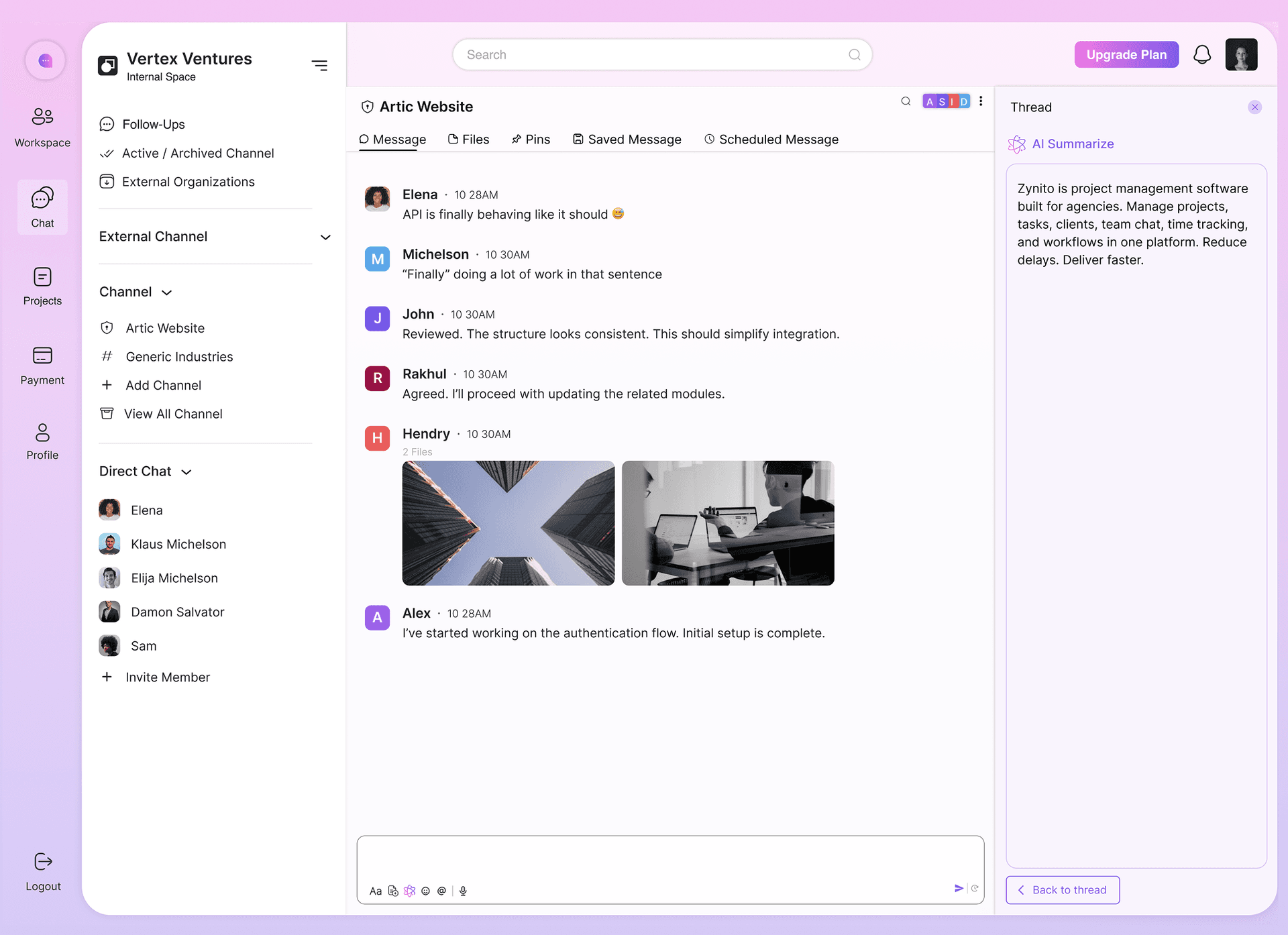 Zynito Chat interface
